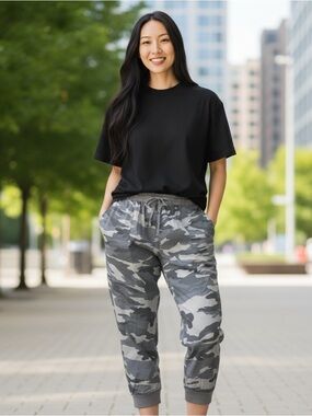 Women’s Splendid XXL Gray Camouflage Joggers Plus Size with Drawstring